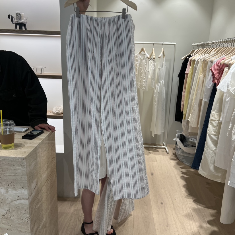 LIFFEY韓國代購女士新品26春夏時尚熱賣人氣休閑褲亞麻條紋LIFFEY休閑褲圖色4