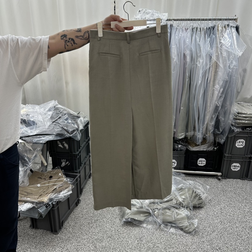 ONEBYTWO韓國直郵女裝新款熱賣職業26春夏人氣休閑長裙開衩ONE BY TWO長裙