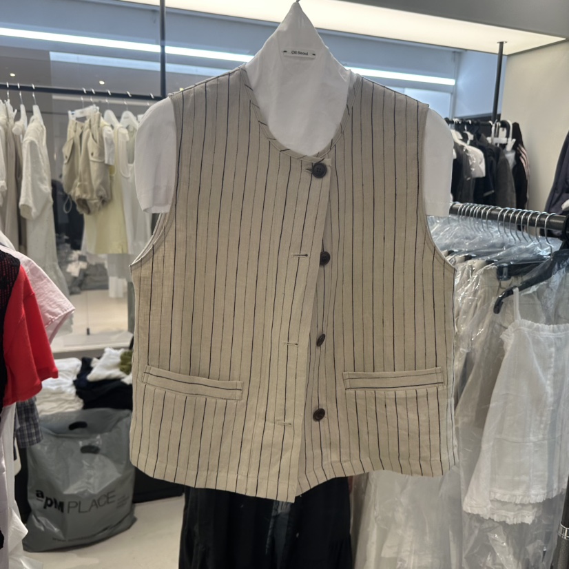 OLI SEOUL韓國直郵女裝新款職業26春夏人氣26夏季馬甲亞麻OLI SEOUL馬甲圖色1