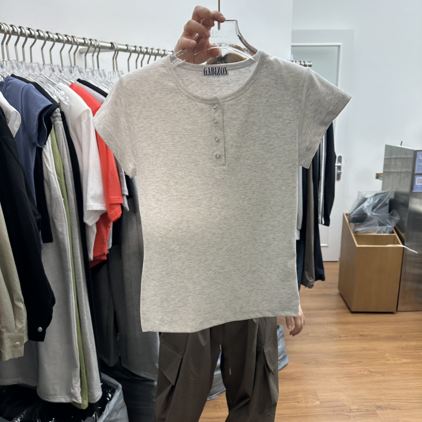 GABIZON韓國直郵女裝新款職業熱賣推薦休閑時尚26夏季T恤GABIZONT恤圖色2白灰色
