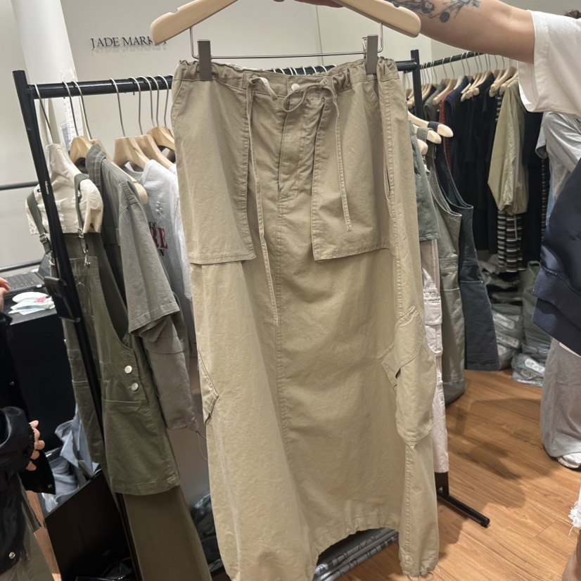 JADEMARKET韓國東大門代購女士新款熱賣時尚26春夏長裙口袋JADE SEOUL_MARKET長裙圖色1