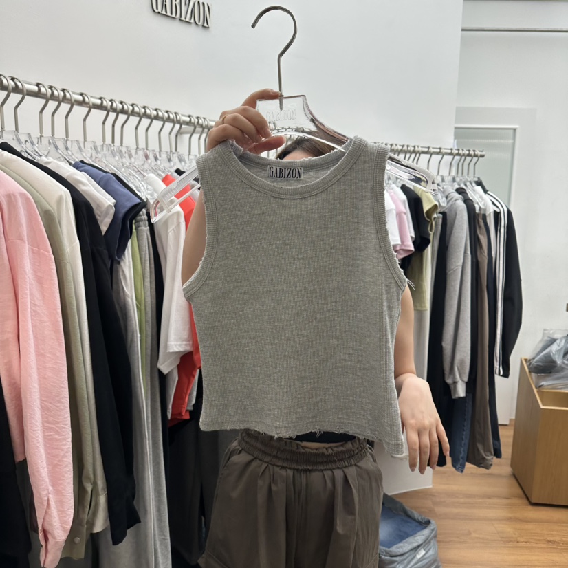 GABIZON韓國直郵實拍女裝新款時尚熱賣吊帶背心華夫格格紋GABIZON吊帶/背心圖色4