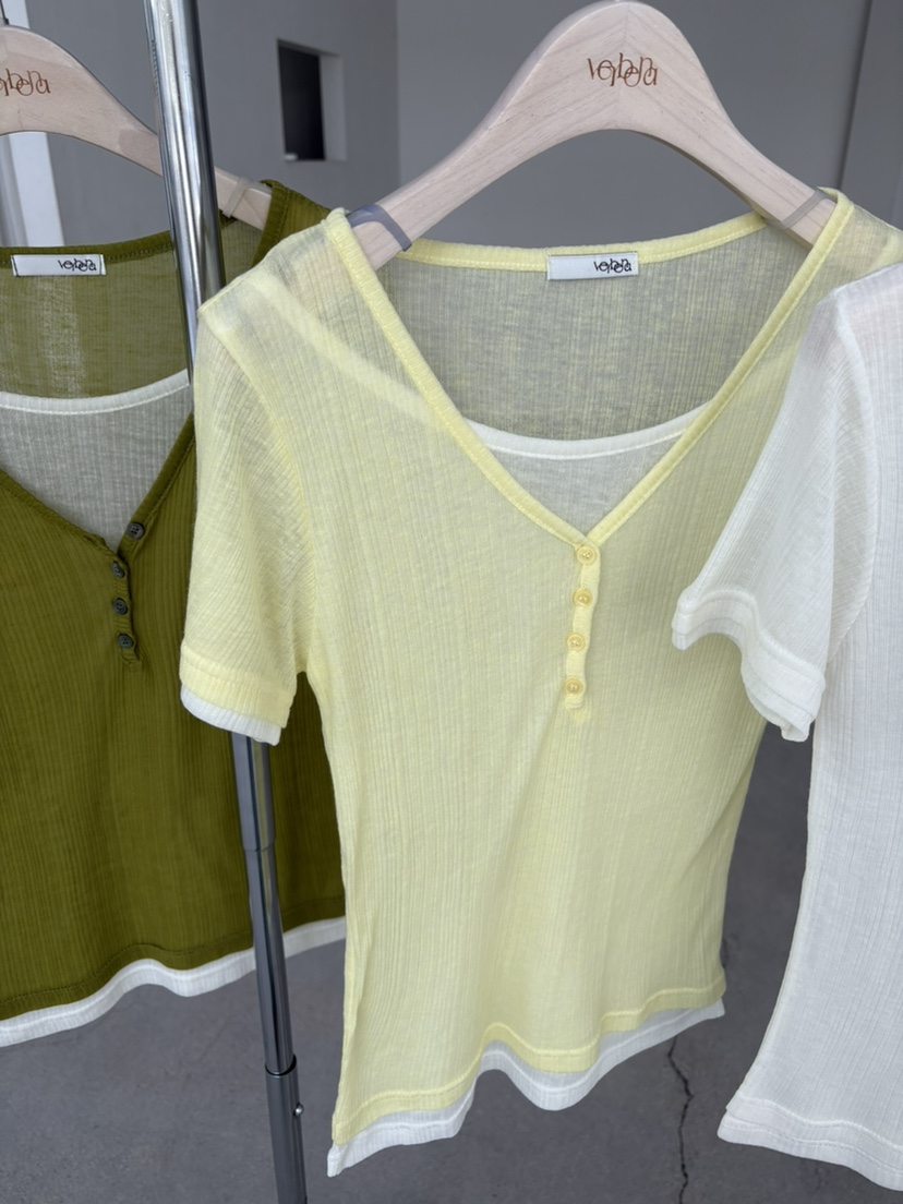 Verbena韓國代購女裝新款職業26夏季26春夏休閑T恤假兩件VerbenaT恤