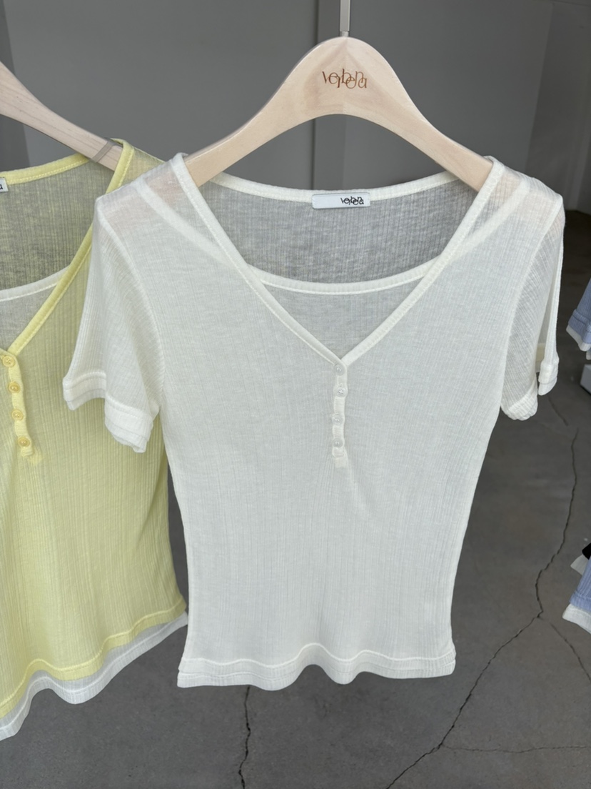 Verbena韓國代購女裝新款職業26夏季26春夏休閑T恤假兩件VerbenaT恤圖色3