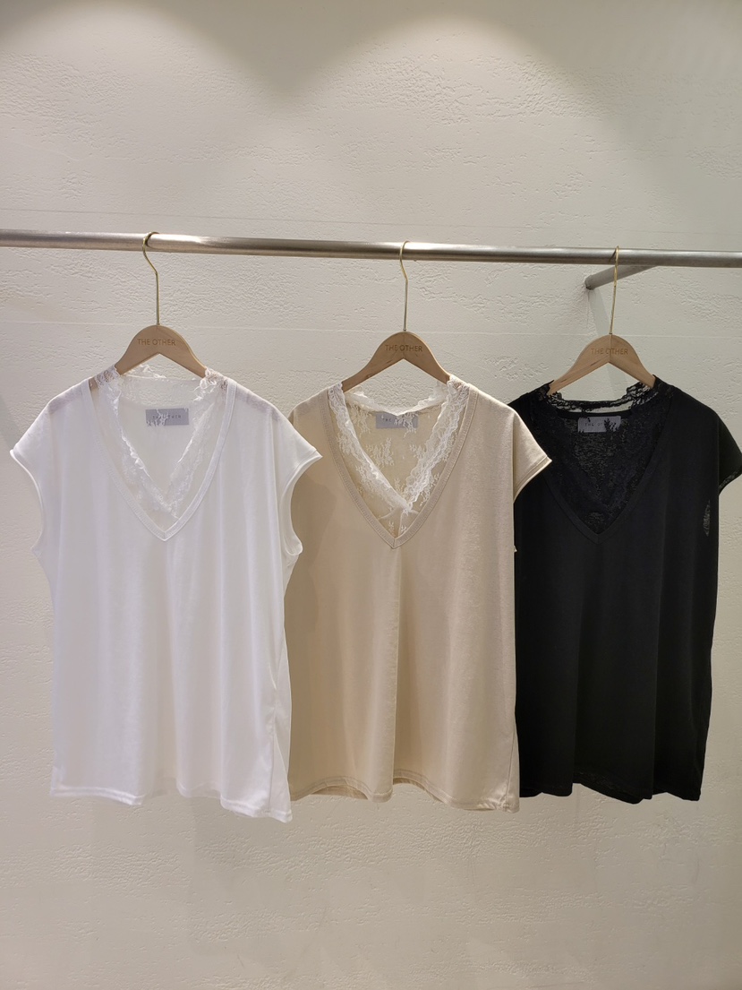 THE OTHER東大門實拍韓國女士新款休閑襯衫蕾絲衫V領套裝蕾絲長款THE OTHER襯衫/蕾絲衫