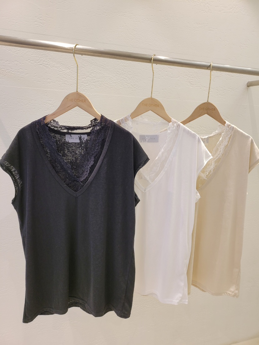 THE OTHER東大門實拍韓國女士新款休閑襯衫蕾絲衫V領套裝蕾絲長款THE OTHER襯衫/蕾絲衫