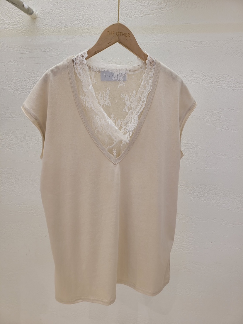 THE OTHER東大門實拍韓國女士新款休閑襯衫蕾絲衫V領套裝蕾絲長款THE OTHER襯衫/蕾絲衫圖色2