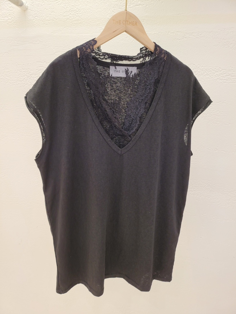 THE OTHER東大門實拍韓國女士新款休閑襯衫蕾絲衫V領套裝蕾絲長款THE OTHER襯衫/蕾絲衫圖色3