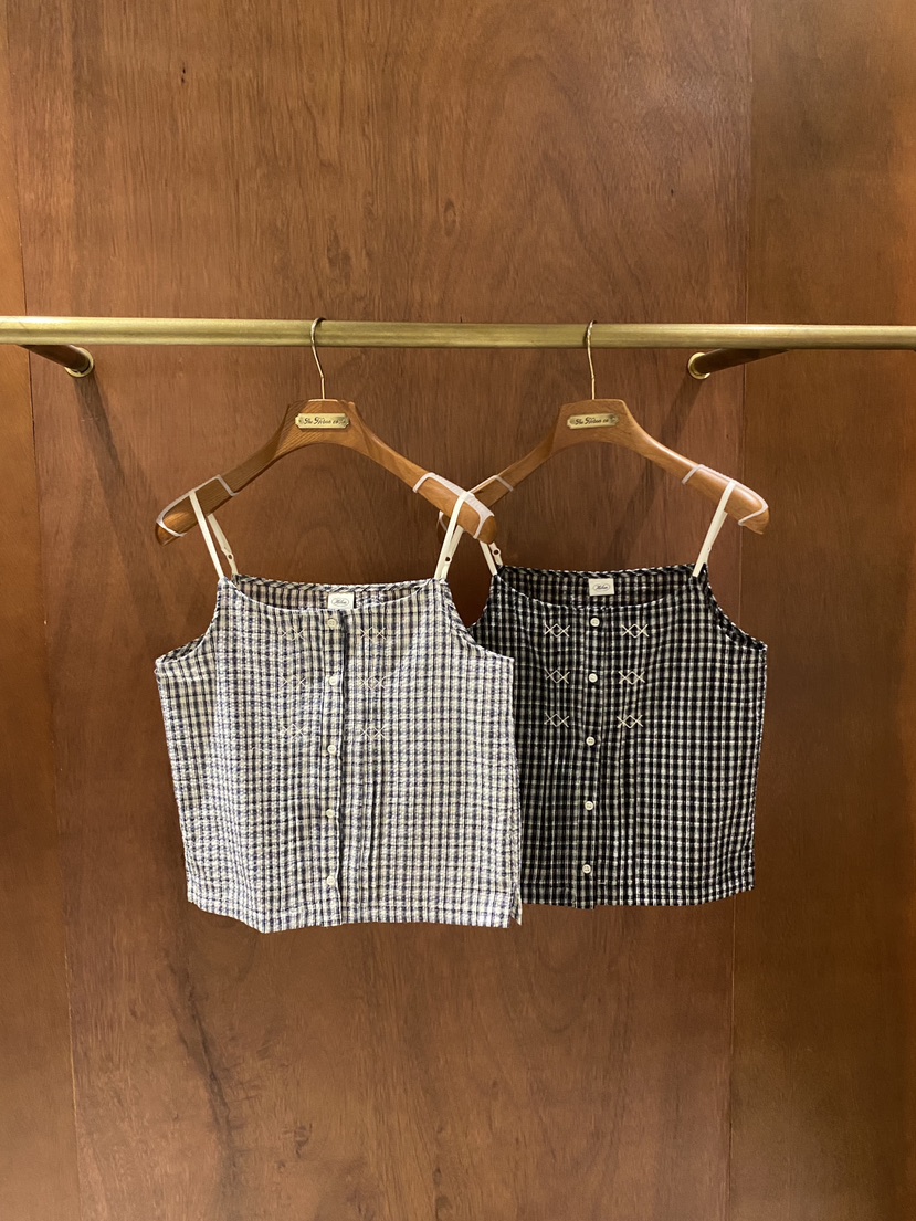 HEBON韓國代購女士新款職業26春夏推薦時尚人氣吊帶背心格子HEBON吊帶/背心圖色2左二色