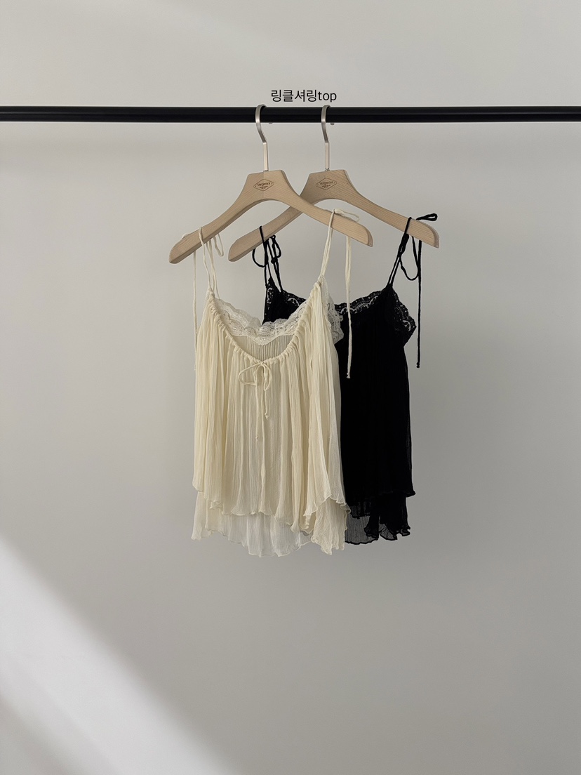 VERGAMOT韓國東大門代購女士新款26夏季推薦吊帶背心褶皺VERGAMOT吊帶/背心