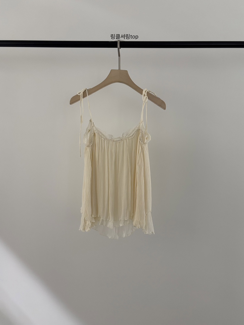 VERGAMOT韓國東大門代購女士新款26夏季推薦吊帶背心褶皺VERGAMOT吊帶/背心