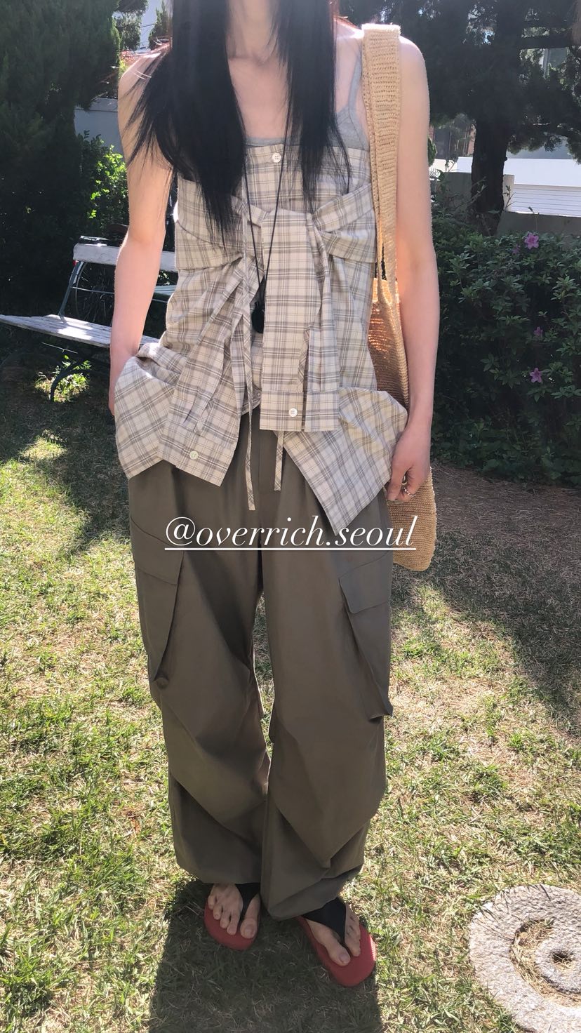 OVER RICH韓國直郵女士新品職業休閑半身裙中短裙格子疊穿OVER RICH半身裙/中短裙