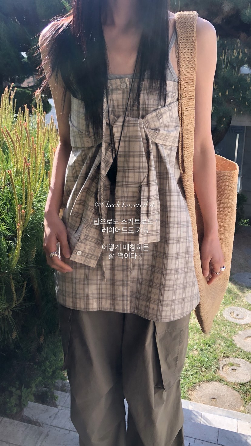 OVER RICH韓國直郵女士新品職業休閑半身裙中短裙格子疊穿OVER RICH半身裙/中短裙