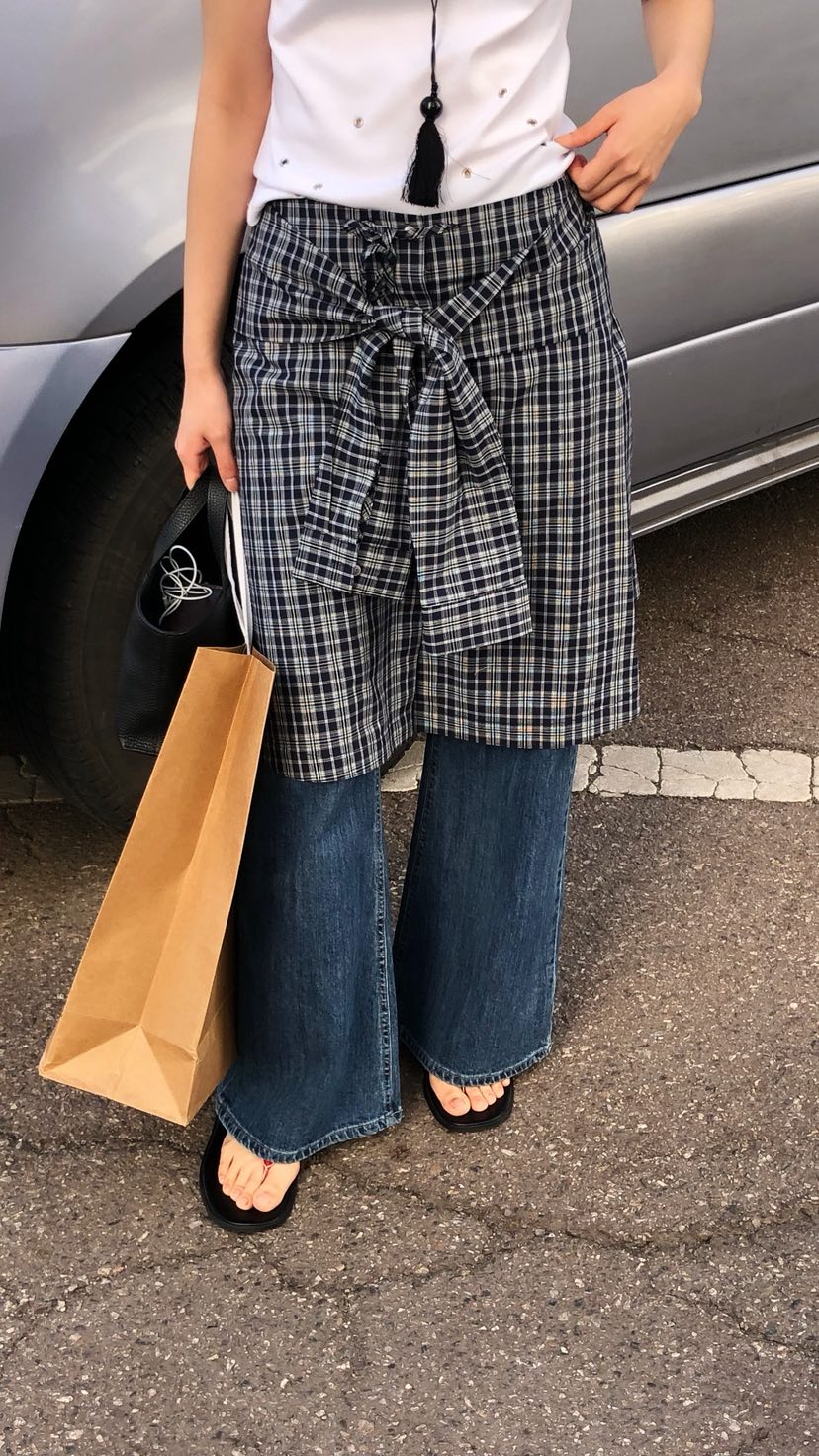 OVER RICH韓國直郵女士新品職業休閑半身裙中短裙格子疊穿OVER RICH半身裙/中短裙