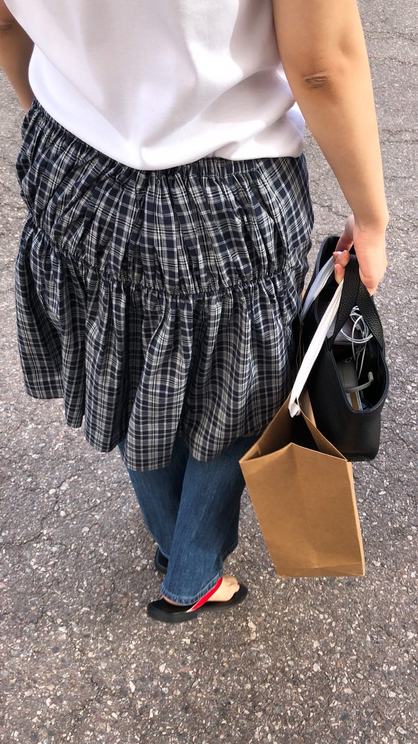 OVER RICH韓國直郵女士新品職業休閑半身裙中短裙格子疊穿OVER RICH半身裙/中短裙