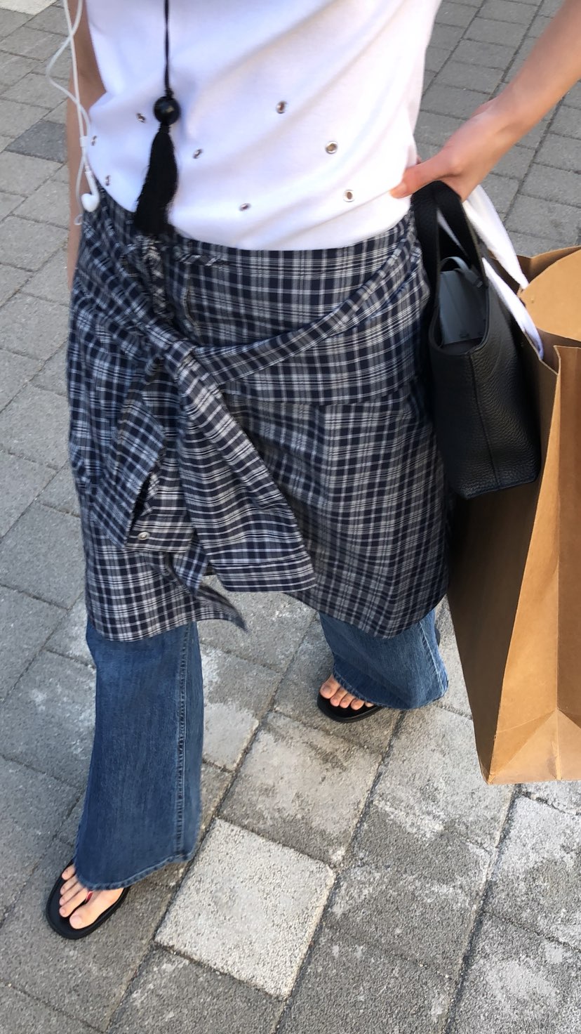 OVER RICH韓國直郵女士新品職業休閑半身裙中短裙格子疊穿OVER RICH半身裙/中短裙