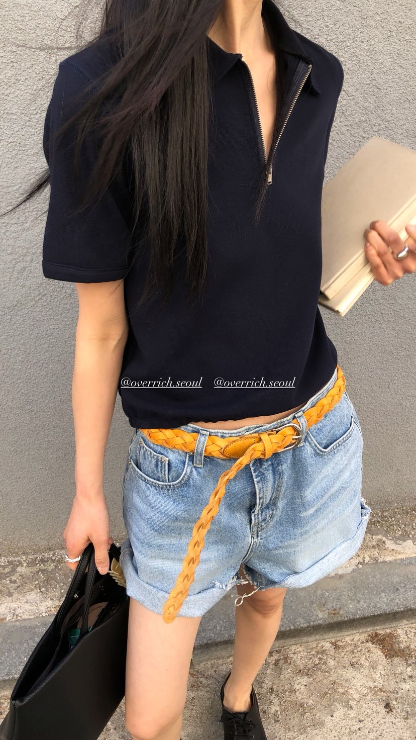 OVER RICH韓國直郵女士新品人氣時尚推薦職業26春夏T恤拉鏈OVER RICHT恤