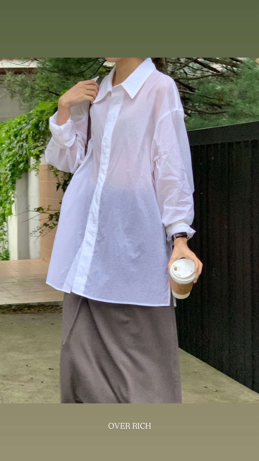 OVER RICH韓國直郵女裝新款26春夏時尚休閑推薦襯衫蕾絲衫OVER RICH襯衫/蕾絲衫