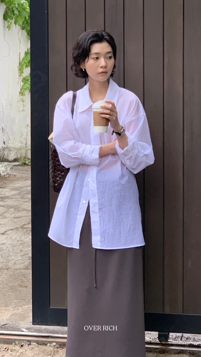 OVER RICH韓國直郵女裝新款26春夏時尚休閑推薦襯衫蕾絲衫OVER RICH襯衫/蕾絲衫