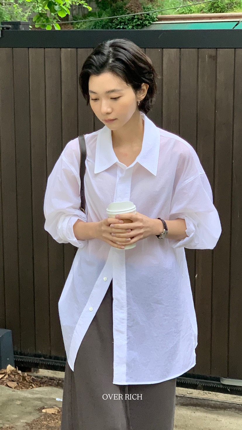 OVER RICH韓國直郵女裝新款26春夏時尚休閑推薦襯衫蕾絲衫OVER RICH襯衫/蕾絲衫