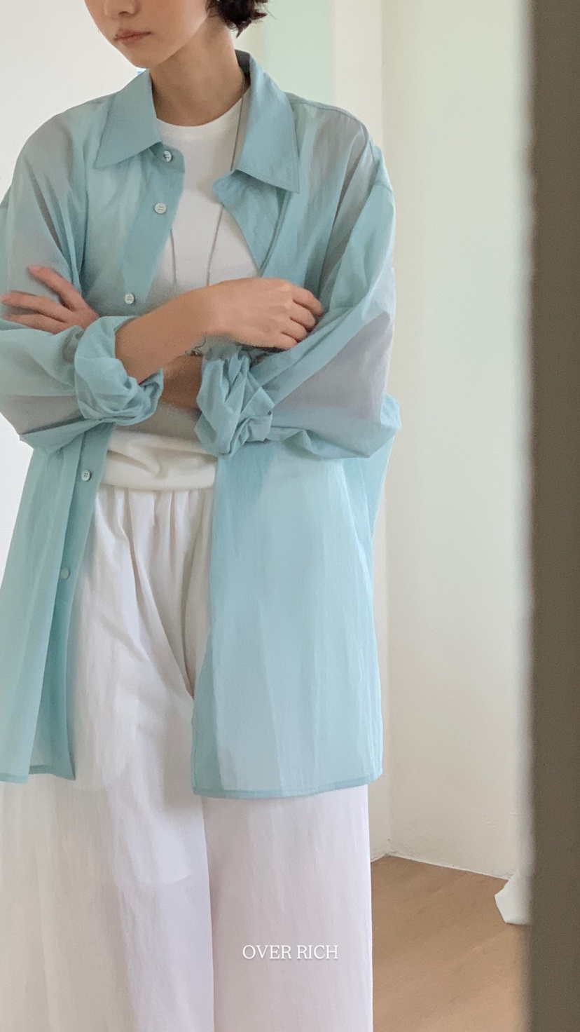 OVER RICH韓國直郵女裝新款26春夏時尚休閑推薦襯衫蕾絲衫OVER RICH襯衫/蕾絲衫