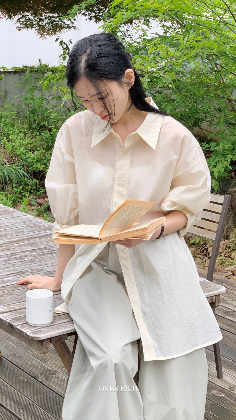 OVER RICH韓國直郵女裝新款26春夏時尚休閑推薦襯衫蕾絲衫OVER RICH襯衫/蕾絲衫