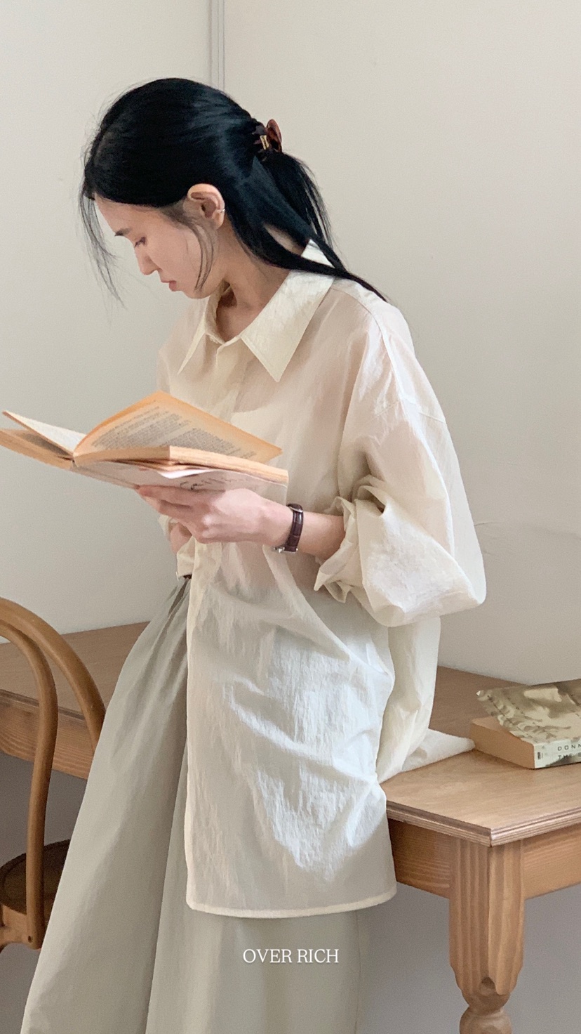 OVER RICH韓國直郵女裝新款26春夏時尚休閑推薦襯衫蕾絲衫OVER RICH襯衫/蕾絲衫