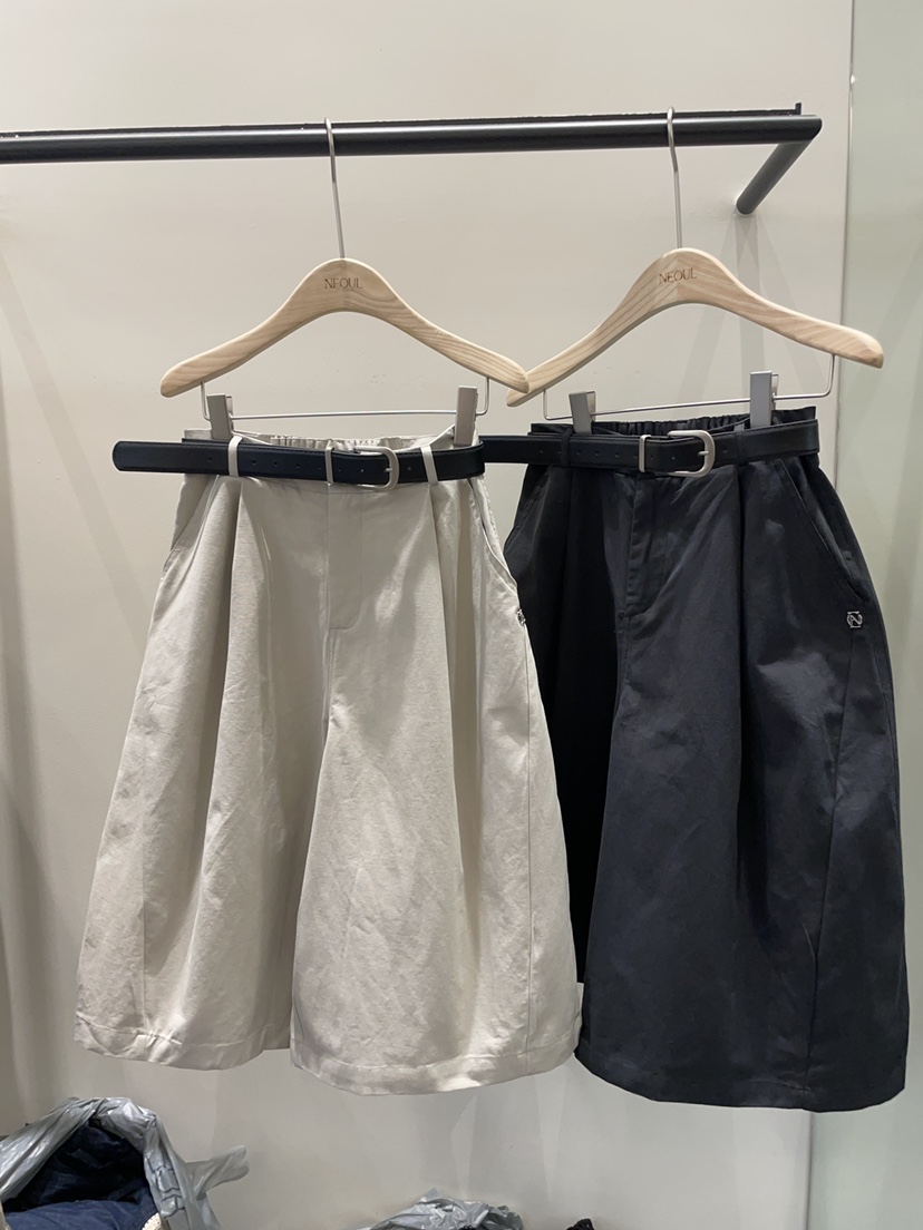 NEOUL韓國東大門代購女士新品職業人氣時尚26春夏短褲不含腰帶NEOUL/ahin雙領標簽短褲