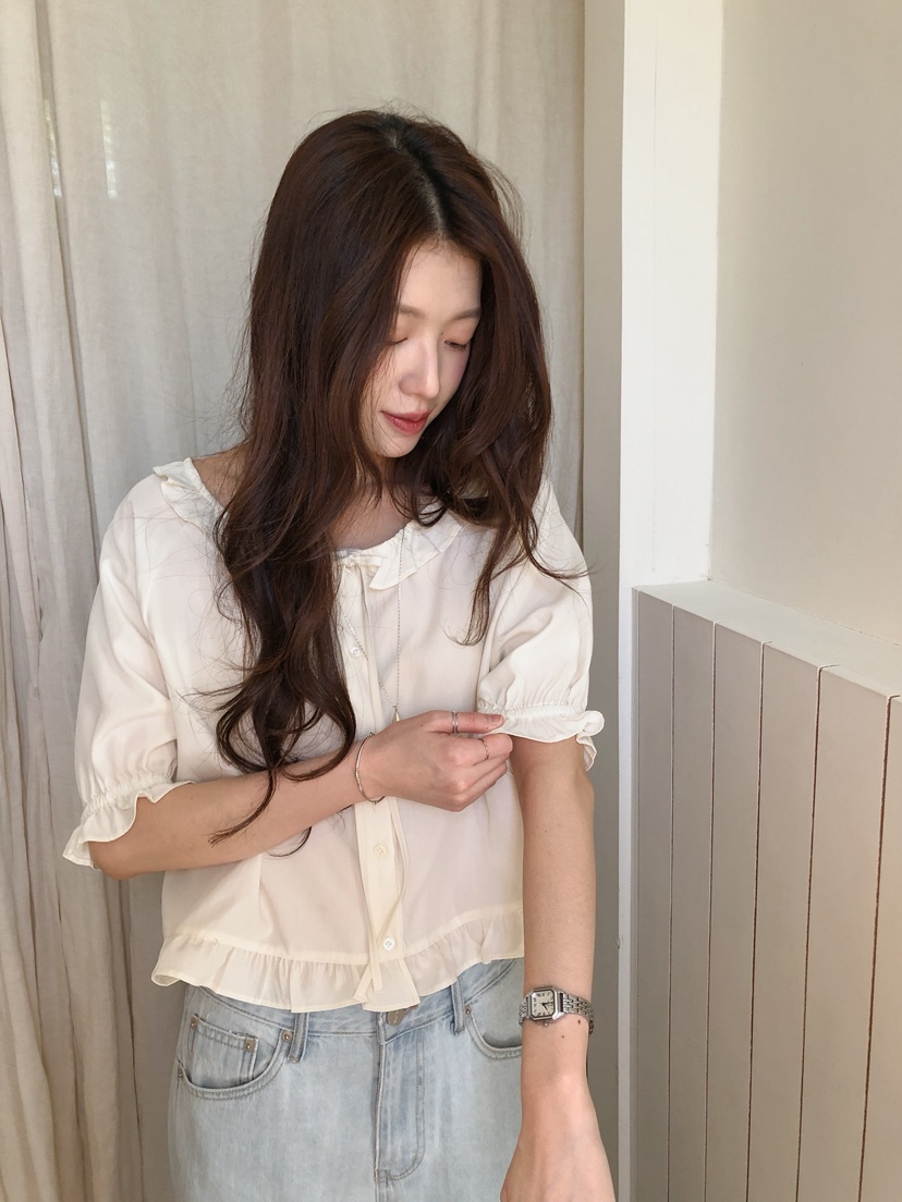 ERUME韓國東大門代購女士新款26春夏休閑26夏季襯衫蕾絲衫ERUME襯衫/蕾絲衫