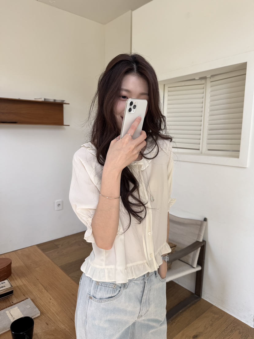 ERUME韓國東大門代購女士新款26春夏休閑26夏季襯衫蕾絲衫ERUME襯衫/蕾絲衫