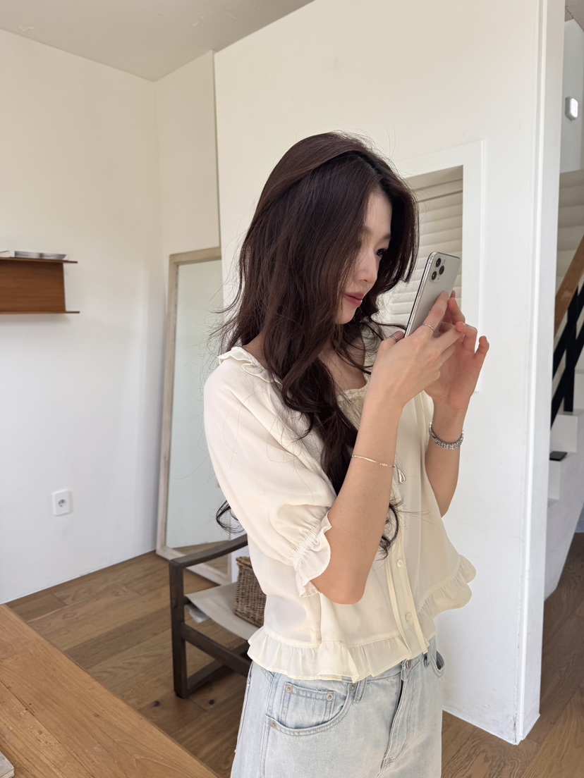 ERUME韓國東大門代購女士新款26春夏休閑26夏季襯衫蕾絲衫ERUME襯衫/蕾絲衫