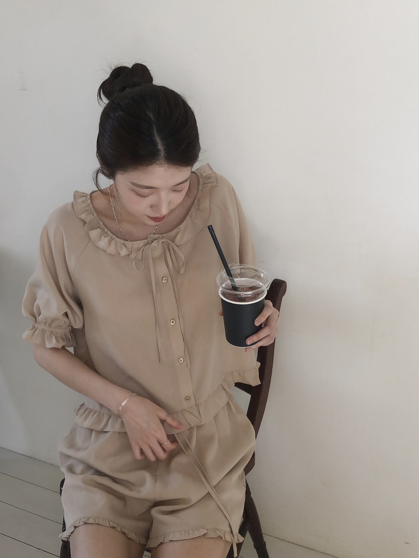 ERUME韓國東大門代購女士新款26春夏休閑26夏季襯衫蕾絲衫ERUME襯衫/蕾絲衫