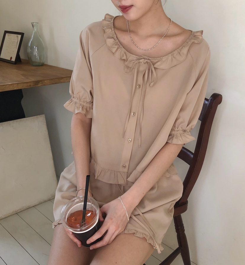 ERUME韓國東大門代購女士新款26春夏休閑26夏季襯衫蕾絲衫ERUME襯衫/蕾絲衫