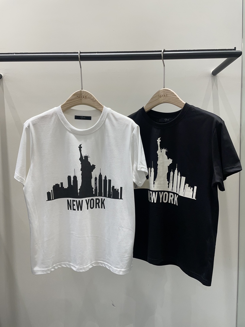 NEOUL韓國直郵女裝新款熱賣推薦職業時尚休閑人氣26春夏T恤NEOUL/ahin雙領標簽T恤