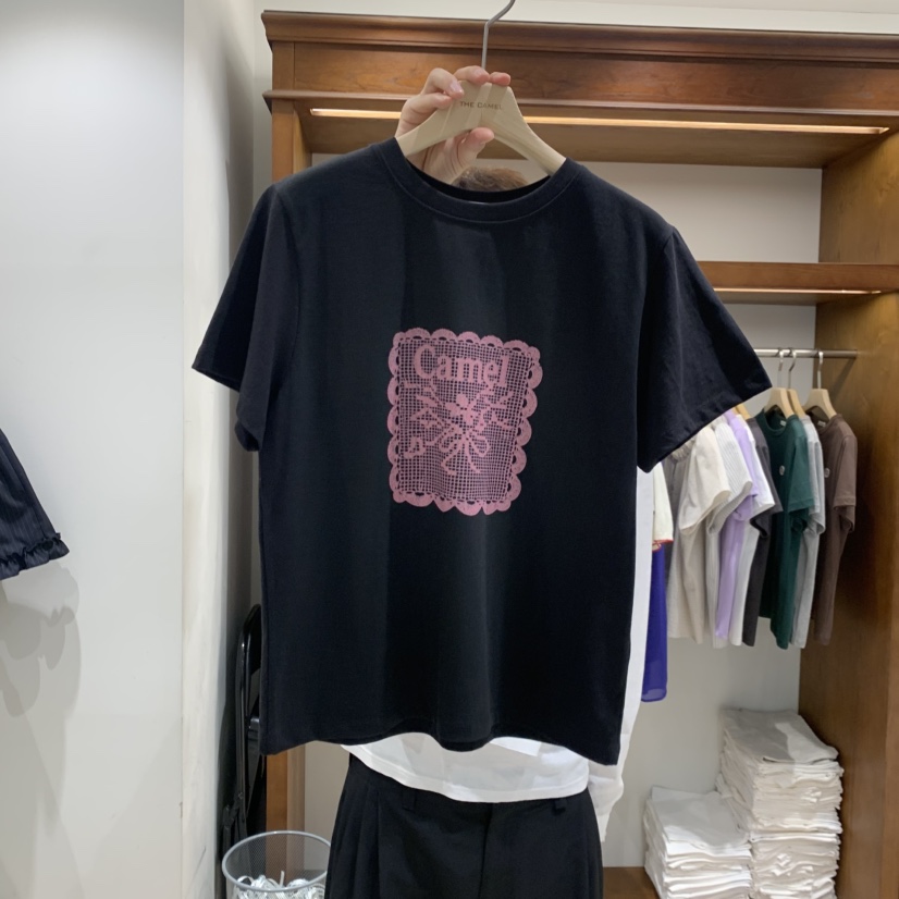THE CAMEL韓國直郵女士新款推薦T恤蕾絲the came_l 家T恤圖色2
