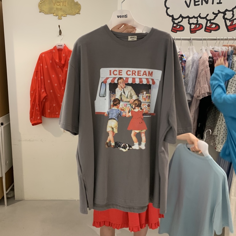 VENTI韓國直郵女士新款休閑人氣熱賣時尚26春夏職業推薦T恤VENTIT恤圖色2