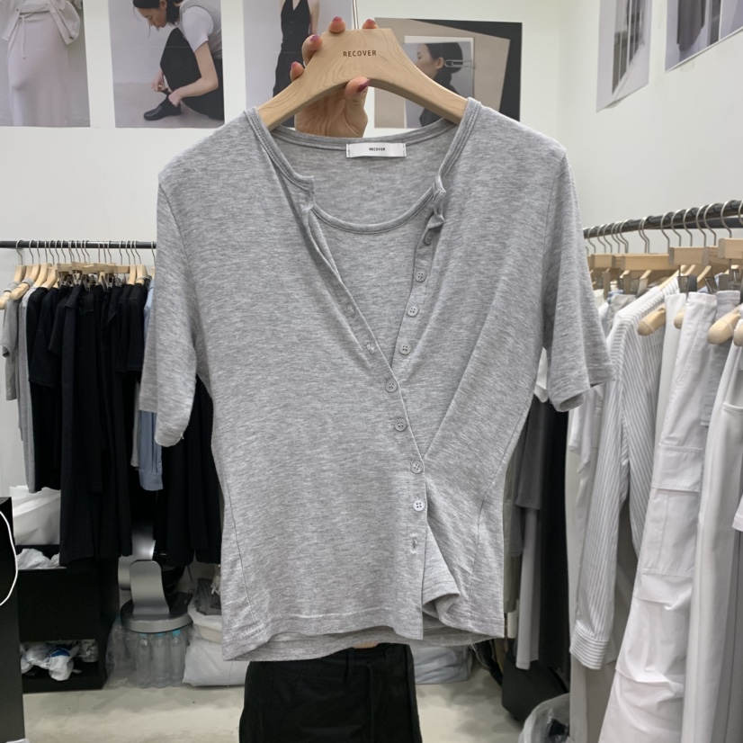 RECOVER韓國直郵女裝新款人氣時尚26春夏推薦休閑T恤假兩件RECOVER/MOMENTT恤圖色2