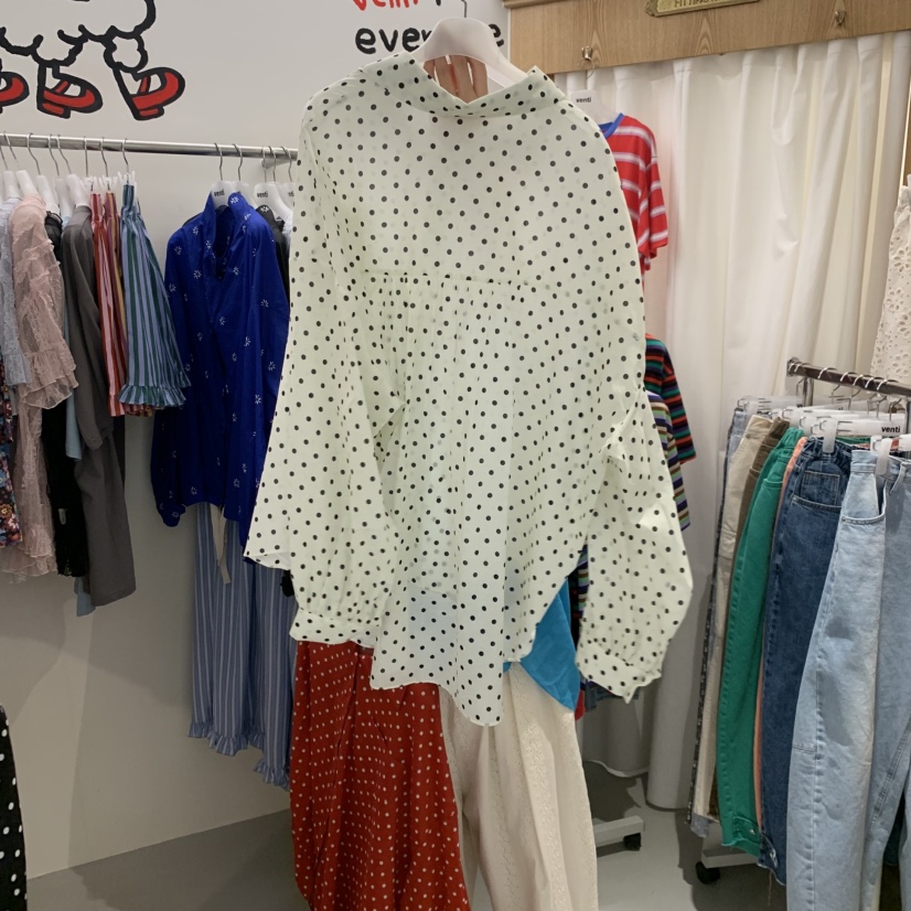 VENTI韓國代購女士新款熱賣人氣職業推薦休閑襯衫蕾絲衫圓點VENTI襯衫/蕾絲衫