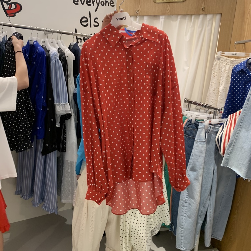 VENTI韓國代購女士新款熱賣人氣職業推薦休閑襯衫蕾絲衫圓點VENTI襯衫/蕾絲衫圖色4