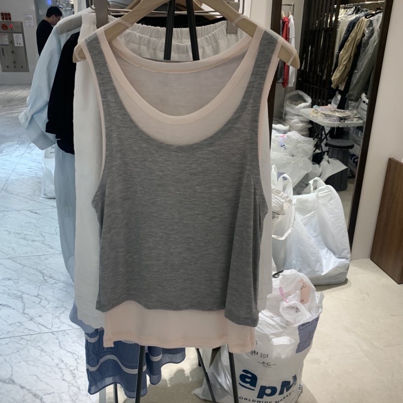 RAWROW韓國直郵實拍女裝新品26夏季休閑吊帶背心假兩件雙層RAWROW吊帶/背心圖色1