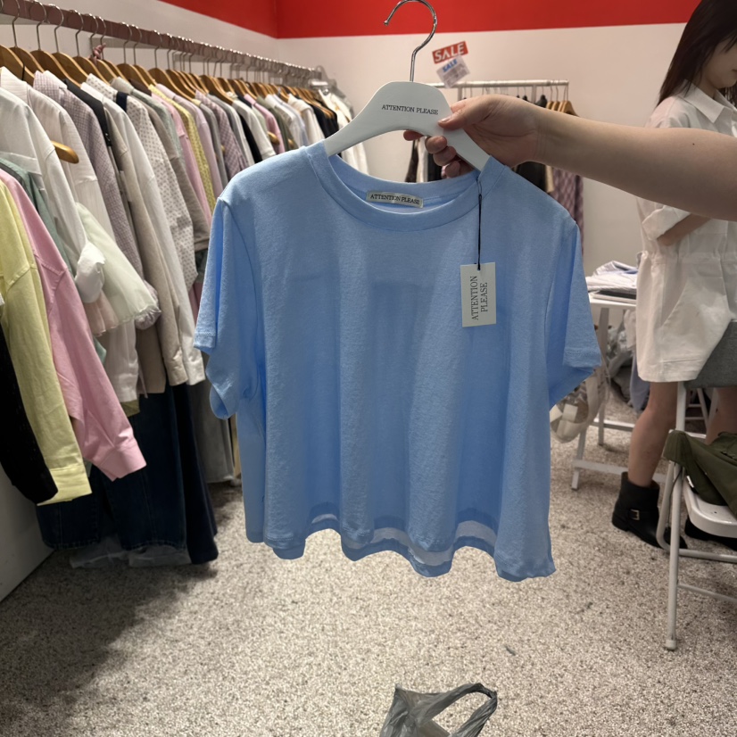 ATPZ韓國直郵女裝新款人氣推薦時尚26夏季熱賣職業T恤喇叭ATTENTION PLEAEST恤圖色2