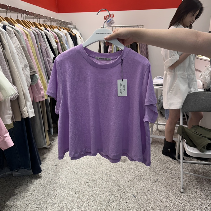 ATPZ韓國直郵女裝新款人氣推薦時尚26夏季熱賣職業T恤喇叭ATTENTION PLEAEST恤圖色3