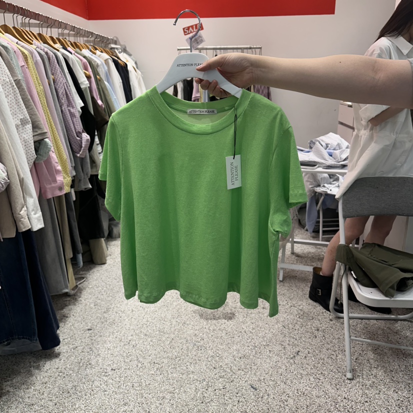 ATPZ韓國直郵女裝新款人氣推薦時尚26夏季熱賣職業T恤喇叭ATTENTION PLEAEST恤圖色4