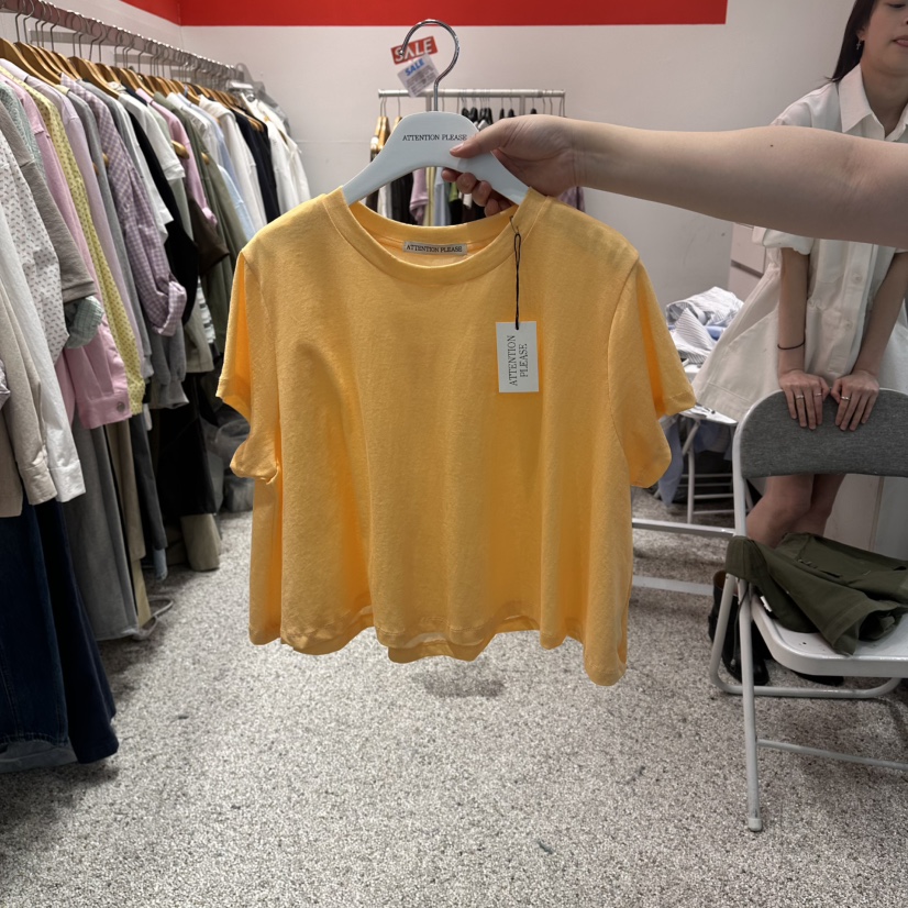 ATPZ韓國直郵女裝新款人氣推薦時尚26夏季熱賣職業T恤喇叭ATTENTION PLEAEST恤圖色5