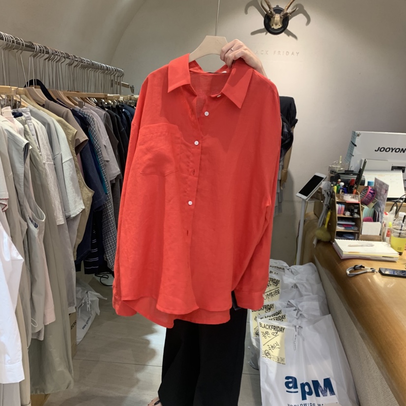 BLACKFRIDAY韓國東大門代購女裝新品人氣襯衫蕾絲衫亞麻布BLACK FRIDAY襯衫/蕾絲衫圖色2