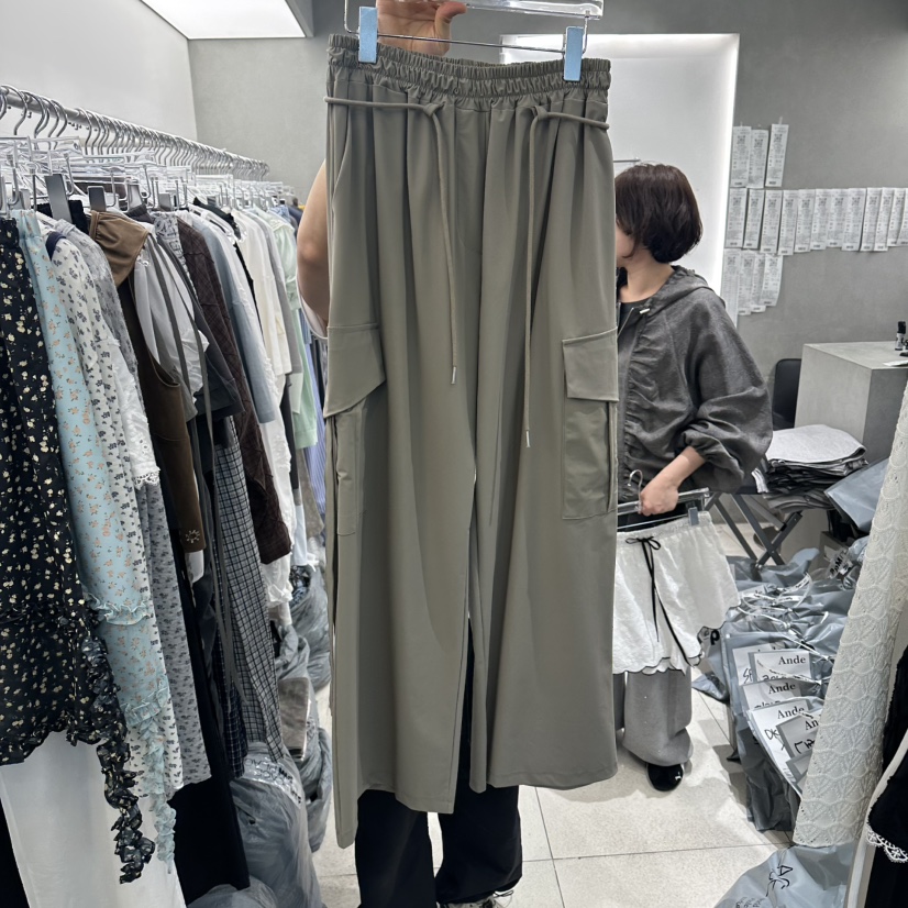 ANDE韓國直郵實拍女士新款休閑26春夏推薦職業休閑褲含腰繩Ande休閑褲圖色1