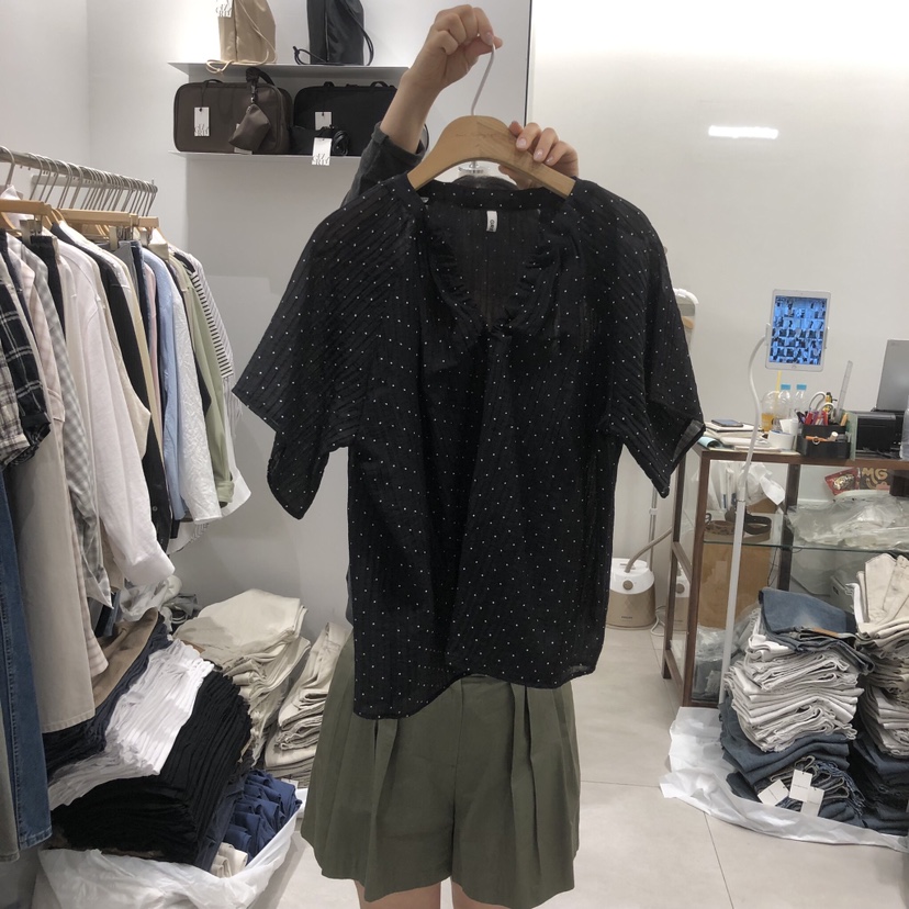 ANN MARGRET韓國直郵女士新款休閑襯衫蕾絲衫GRETA.Y襯衫/蕾絲衫圖色1