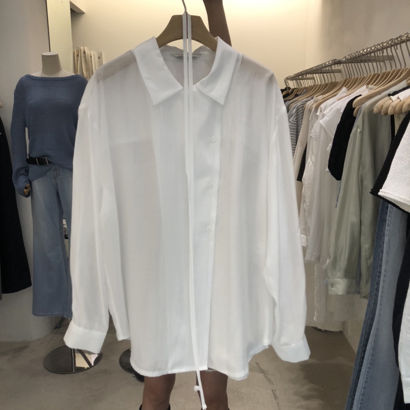 PHILO韓國直郵女士新品推薦時尚休閑熱賣襯衫蕾絲衫含腰繩PHILO襯衫/蕾絲衫圖色1