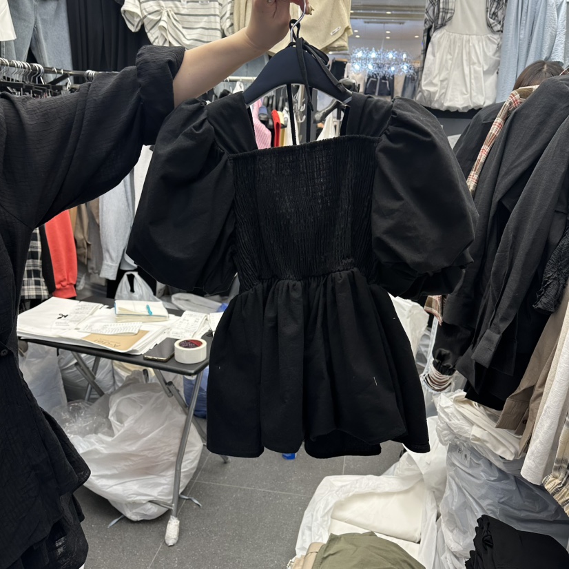 A-DEL韓國直郵女士新品26春夏休閑職業熱賣襯衫蕾絲衫褶皺A-DEL襯衫/蕾絲衫