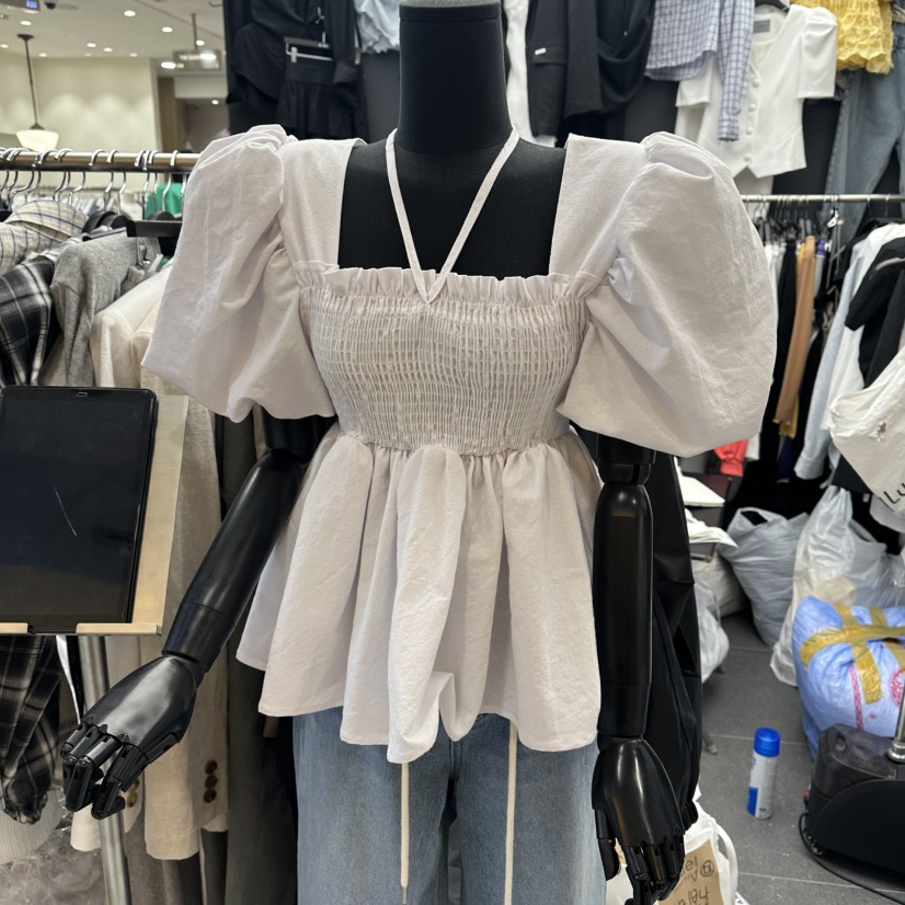 A-DEL韓國直郵女士新品26春夏休閑職業熱賣襯衫蕾絲衫褶皺A-DEL襯衫/蕾絲衫圖色3